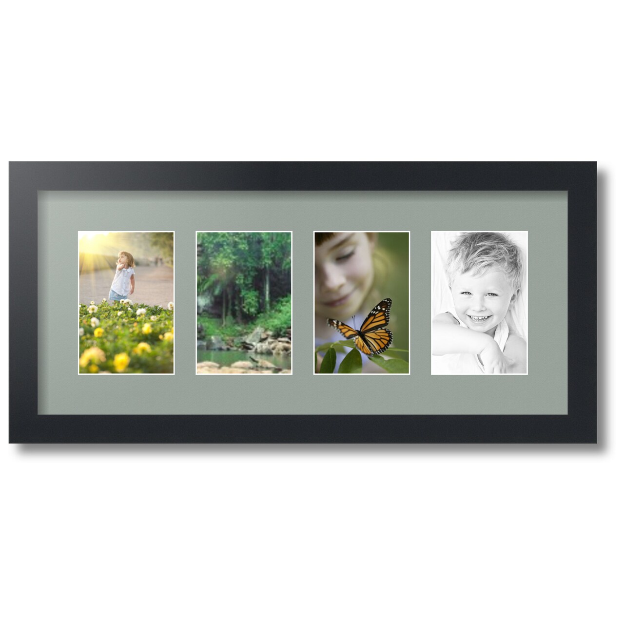 ArtToFrames Collage Photo Picture Frame with 4 - 4x6 inch Openings, Framed in Black with Over 62 Mat Color Options and Plexi Glass (CSM-3926-14)